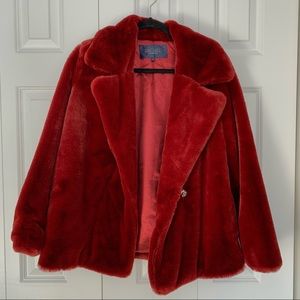 NWOT RACHEL Rachel Roy faux fur red coat size small